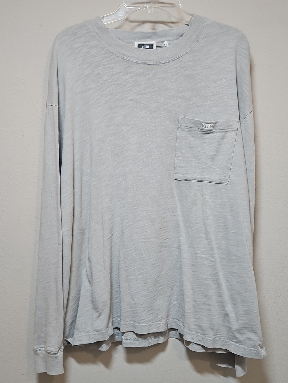Kith XXL Long Sleeve Pocket Tee in Light Gray